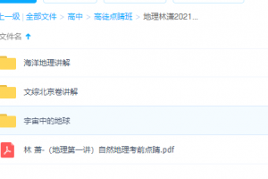 2021点睛班高考林潇地理资源学习资料