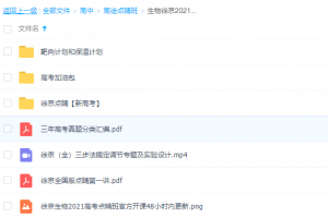 2021点睛班高考生物徐京学习计划整理资源