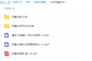 2021点睛班高考化学祝鑫知识点总结学习